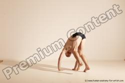 Underwear Gymnastic poses Man White Slim Bald Brown Dancing Dynamic poses Academic